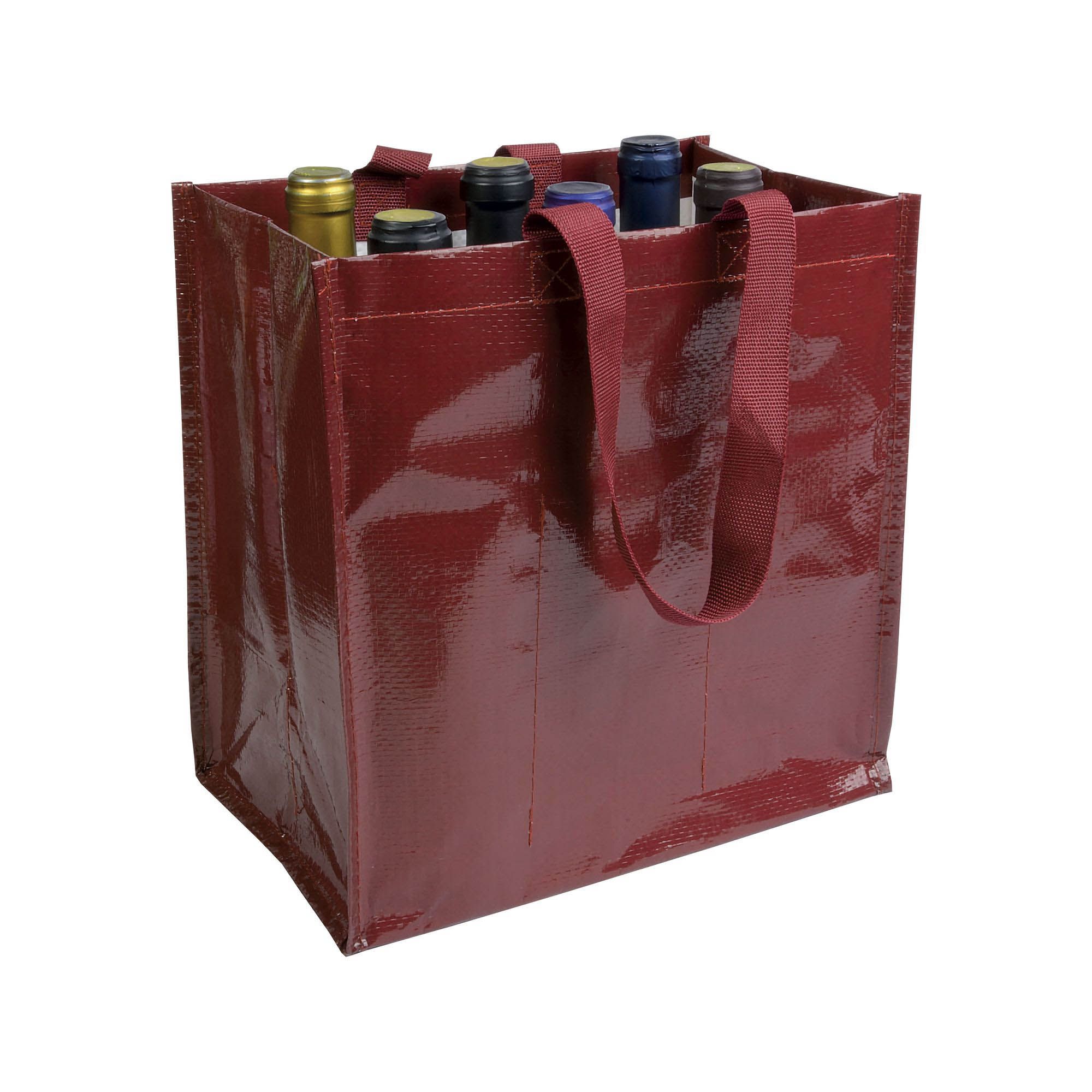 Shopper porta bottiglie (6 posti) in PP laminato 120 g/m2