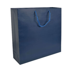 Shopper con soffietto in carta laminata opaca 157 g/m2 con rinforzo alla base