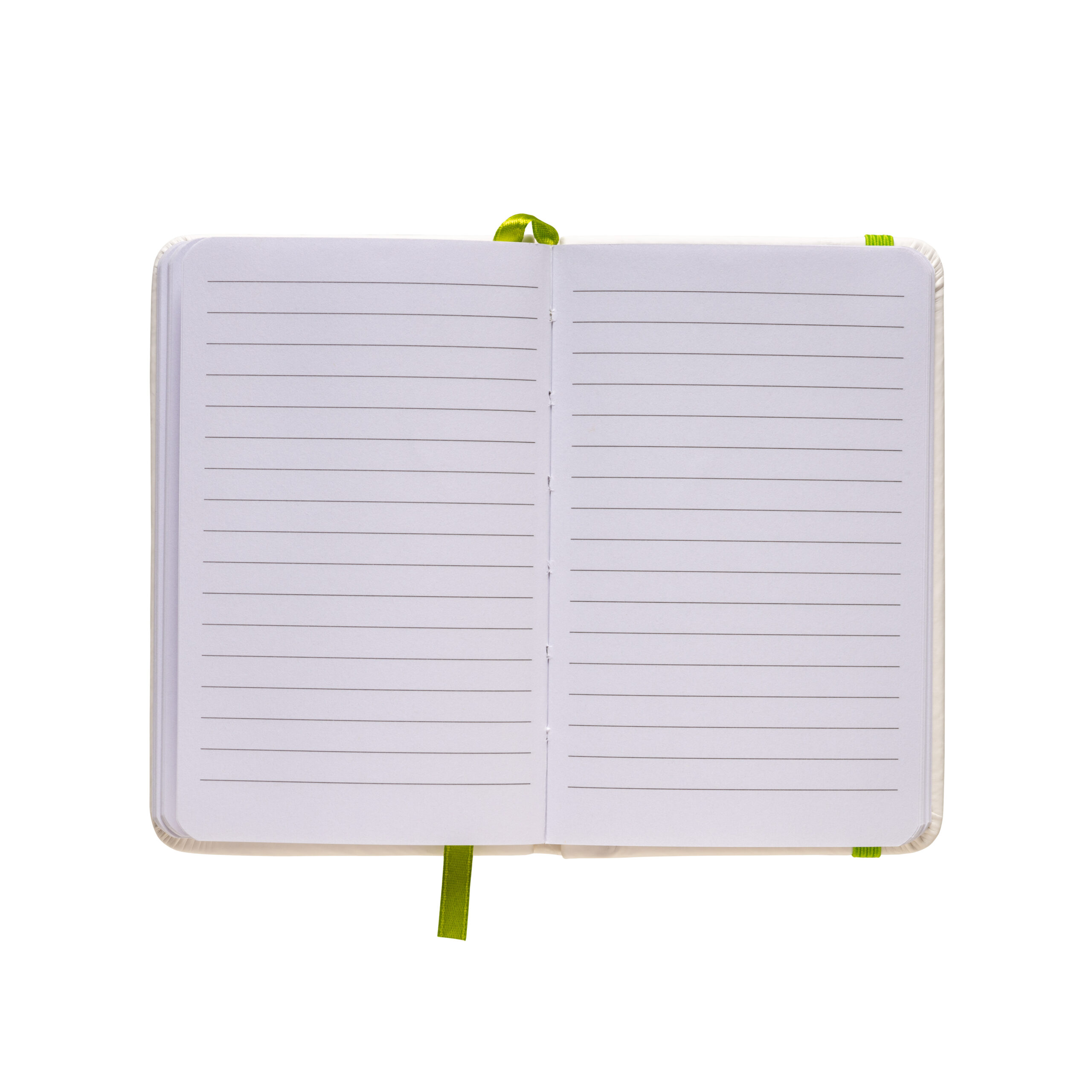 Quaderno in PU con elastico colorato, fogli a righe (80 pag.), segnalibro in raso 2 fogli a righe (80 pag.)