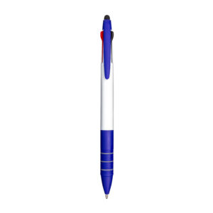 Penna a scatto in plastica con 3 refill dei colori blu