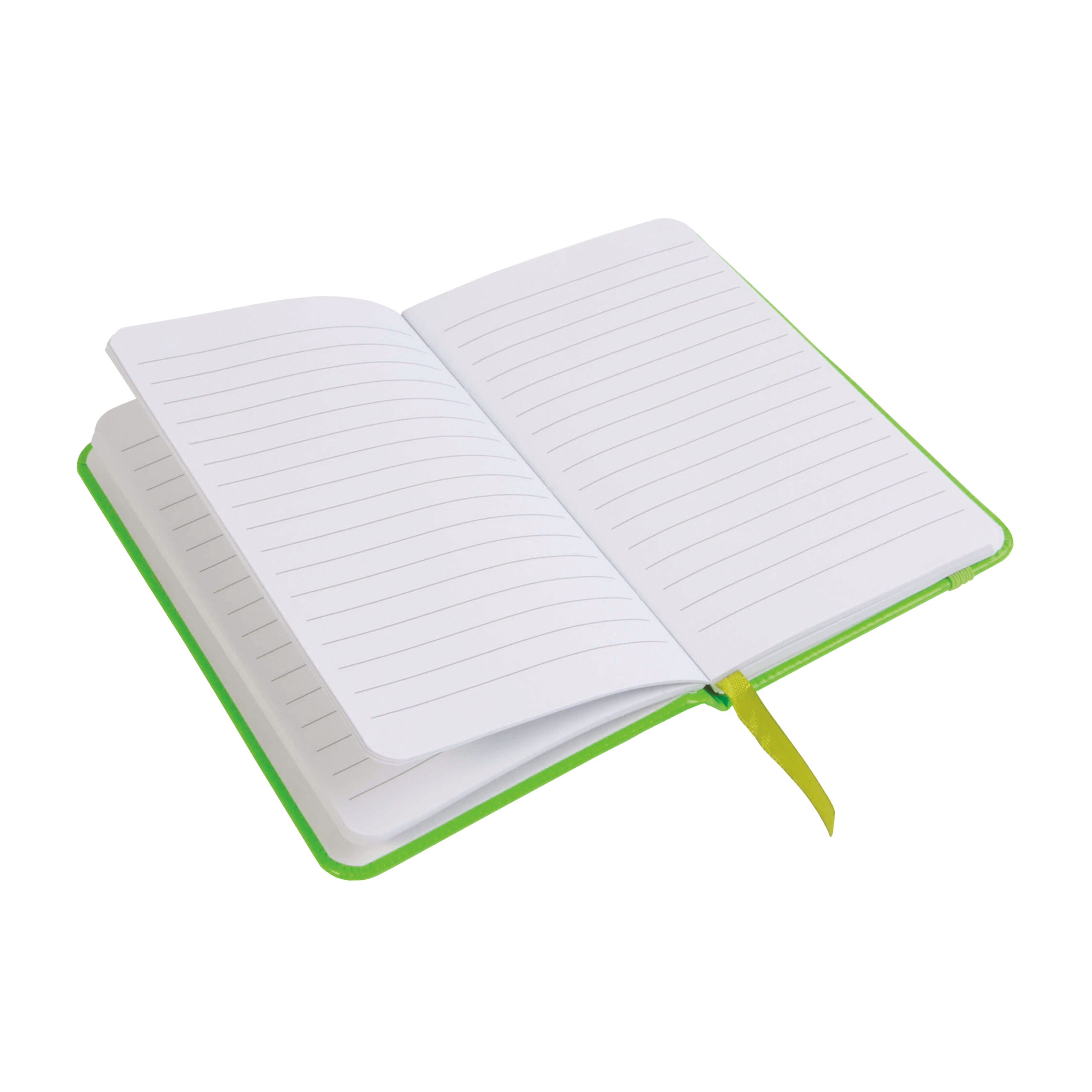 Quaderno in PU in colore fluo con elastico colorato, fogli a righe (80 pag.), segnalibro i 2 fogli a righe (80 pag.)