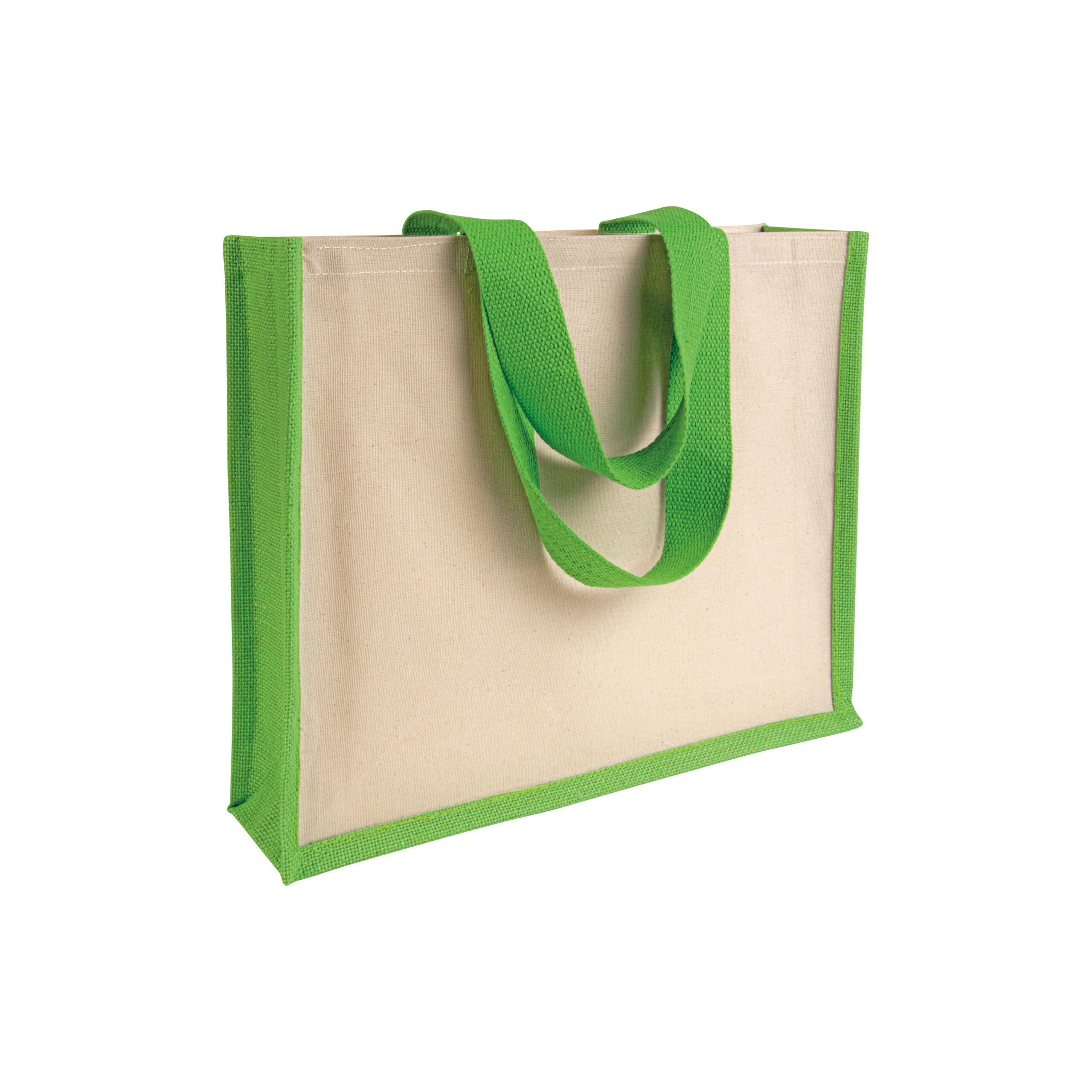 Shopper con soffietto in juta e canvas 1 Shopper con soffietto in juta e canvas