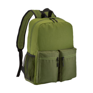 Zaino in poliestere 600D con cinque tasche di cui due laterali retinate