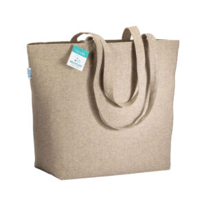 Shopper con soffietto alla base in cotone riciclato 280 g/m2
