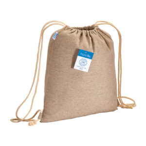 Zainetto carbon neutral in cotone riciclato effetto melange 280 gr/m2 con chiusura a stroz