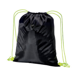 Zainetto nero in poliestere 210 T con chiusura a strozzo e cordini colorati