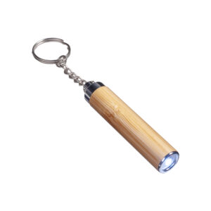 Torcia  LED in bamboo con anello portachiavi