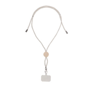 Cordino porta badge/cellulare in cotone con tag per personalizzazione e inserto in bambù