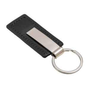 Portachiavi in PU con placchetta in metallo cromato