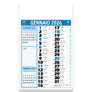 Calendario 2026 da muro mensile bicolore