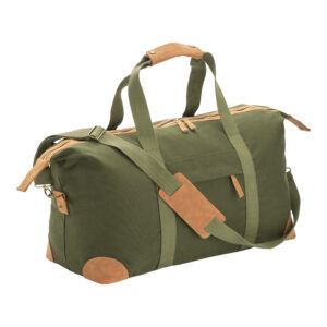 Borsa duffle in canvas  riciclato. Tracolla regolabile e removibile con fibbie in metallo